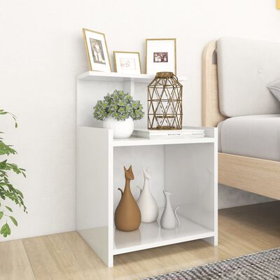 vidaXL Sängbord vit högglans 40x35x60 cm konstruerat trä