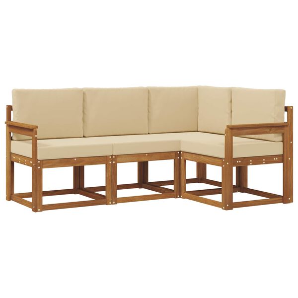 vidaXL Utomhussoffset med kudde 4 pcs Naturlig och Beige