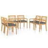 vidaXL Bataviastolar med dynor 6 st massiv teak