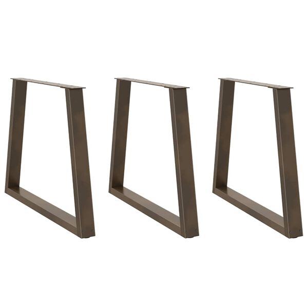 vidaXL Matbordsben V-formade 3 st naturstål 80x(72-73,3) cm stål
