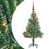 vidaXL Konstgjord Julgran Sn&ouml;flockad med LED Ljus Gr&ouml;n och Vit 120 cm
