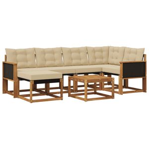 vidaXL Utomhussoffset med kudde 7 pcs Naturlig och Beige