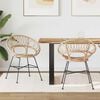vidaXL Matstol 2 pcs Naturfärg 65 x 55,5 x 81 cm Rattan och Järn