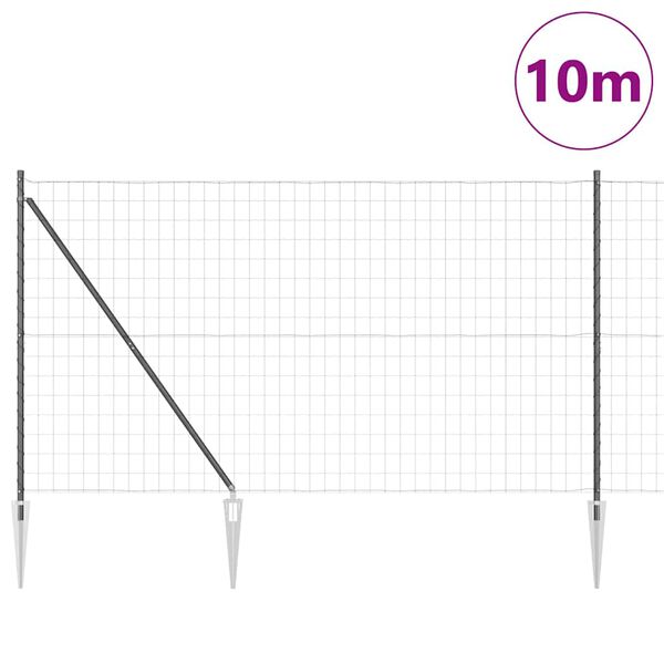 vidaXL St&auml;ngsel med stolpe Gr&aring; 1,6 x 10 m St&aring;l och PVC