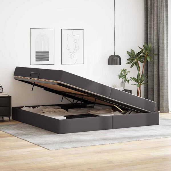 vidaXL F&ouml;rvaringss&auml;ng med madrass med madrass 2 pcs Gr&aring; Skinn