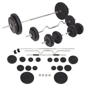 vidaXL Skivst&aring;ng och hantlar set 90 kg