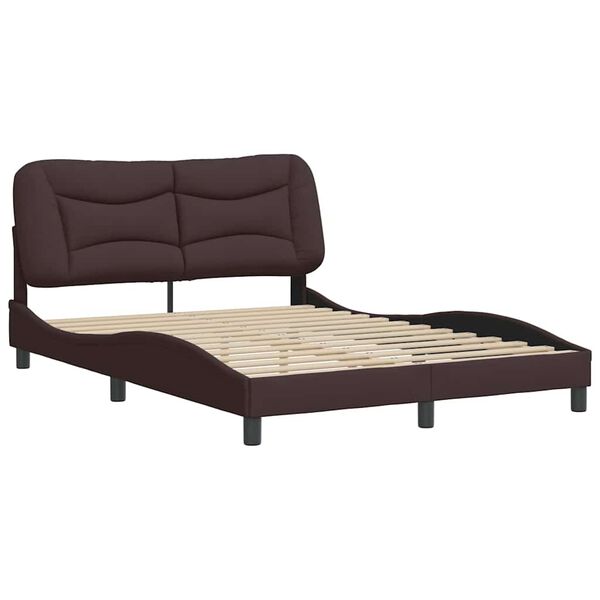 vidaXL Bed Frame without Mattress "Hvar" Dark Brown 140x200 cm Fabric