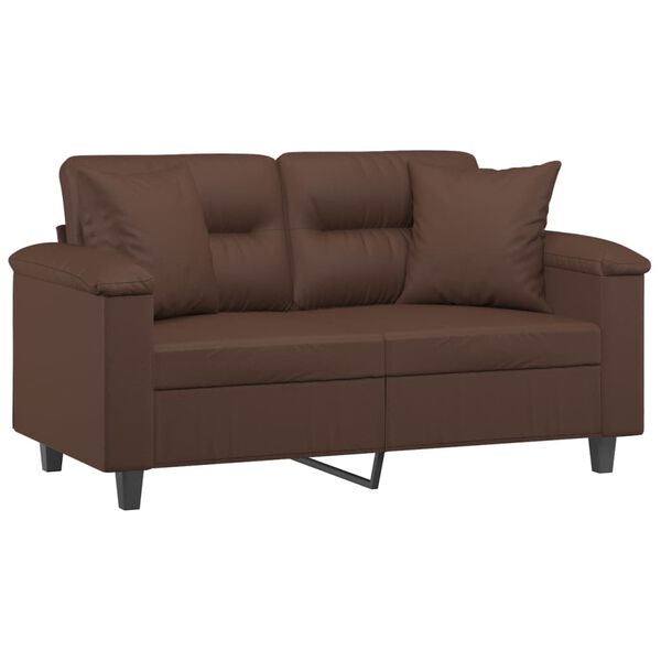vidaXL 2-sitssoffa med kuddar&dynor brun 120 cm konstl&auml;der