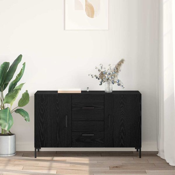 vidaXL Sideboard med l&aring;da Svart Ek 100 x 36 x 60 cm Konstruerat tr&auml;