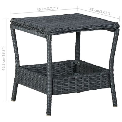 vidaXL Trädgårdsbord mörkgrå 45x45x46,5 cm konstrotting