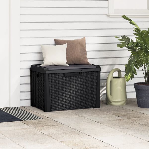 vidaXL Dynbox med sittdyna antracit 125 l PP