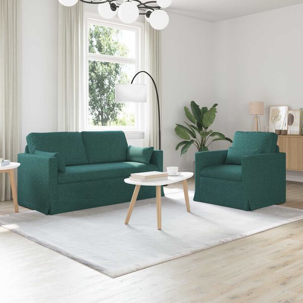 vidaXL Soffa 140cm 2 pcs M&ouml;rkgr&ouml;n Metall