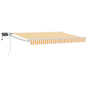 vidaXL Manuell utdragbar markis med LED-lampor Gul och Vit 3,5 x 2 m