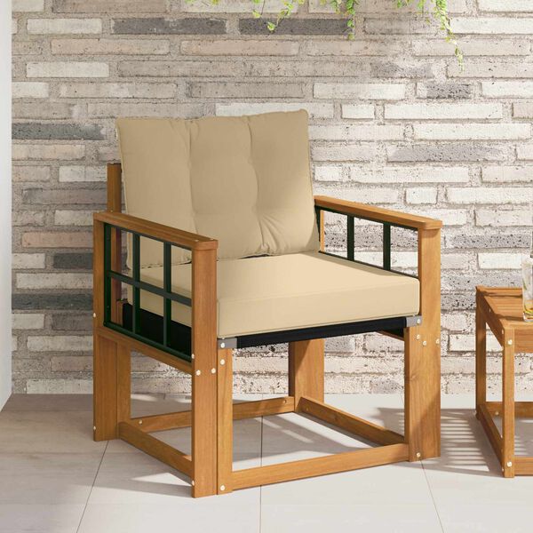 vidaXL Utomhussoffa Massivt Akaciatr&auml; och Textilene Naturf&auml;rg