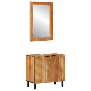 vidaXL Badrumssk&aring;psset 2 st Naturlig 62 x 33 x 58 cm Massivt Akaciatr&auml;