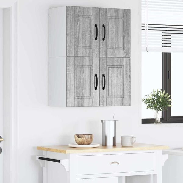 vidaXL K&ouml;kssk&aring;p 2 pcs Gr&aring; Sonoma 60 x 31 x 40 cm Konstruerat tr&auml;