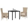 vidaXL Tr&auml;dg&aring;rdsm&ouml;belset med kudde 3 pcs Beige konstrotting