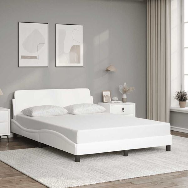 vidaXL Bed Frame "Dover" White 140x200 cm Faux Leather
