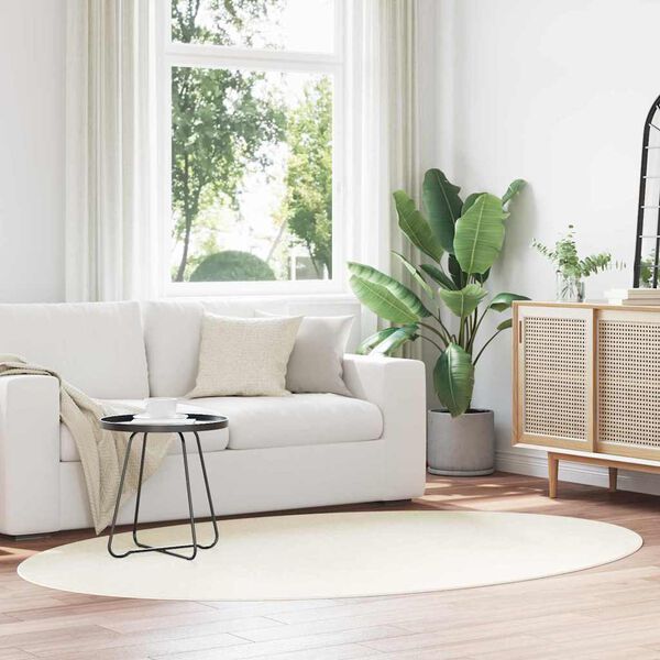 vidaXL Omr&aring;desmattor Oval HUARTE Kr&auml;m 160 x 230 cm 100% Polyester