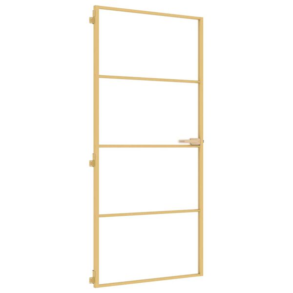 vidaXL Innerd&ouml;rr guld 93x201,5 cm h&auml;rdat glas och aluminium slim