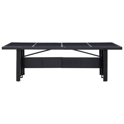 vidaXL Trädgårdsbord svart 240x90x74 cm konstrotting och glas