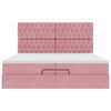 vidaXL Ottoman s&auml;ngram med madrasser rosa 200x200 cm sammet