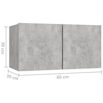 vidaXL Hängande TV-skåp 2 st betonggrå 60x30x30 cm