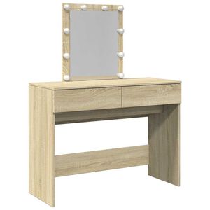 vidaXL Sminkbord med LED sonoma-ek 100x40x130 cm