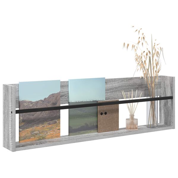 vidaXL Tidningshylla Gr&aring; Sonoma 100 x 12 x 30 cm Konstruerat tr&auml;