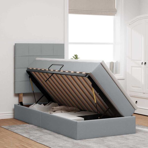 vidaXL F&ouml;rvaringss&auml;ng med madrass Ljusgr&aring; 100 x 200 cm Polyester