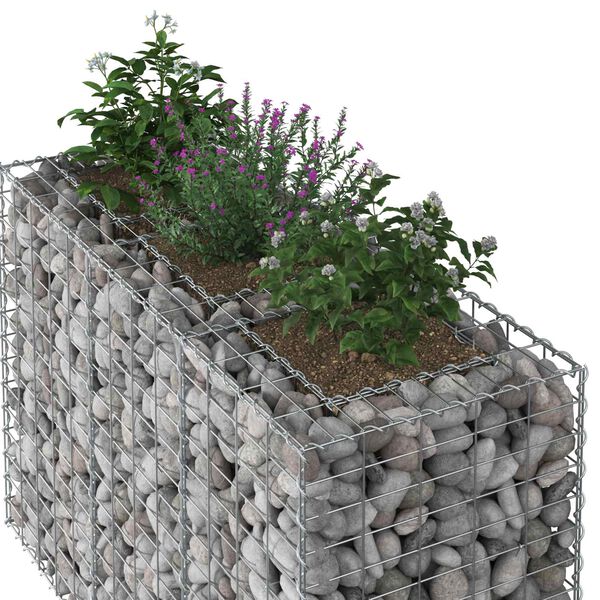 vidaXL Gabion upph&ouml;jd s&auml;ng Silver 130 x 50 x 80 cm Galvaniserat St&aring;l