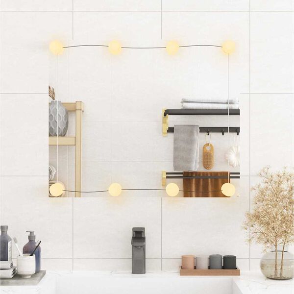 vidaXL V&auml;ggspegel med LED-belysning 50x60 cm glas rektangul&auml;r
