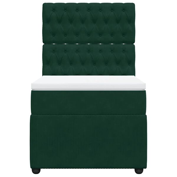 vidaXL Rams&auml;ng med madrass m&ouml;rkgr&ouml;n 90x200 cm sammet