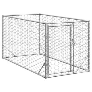 vidaXL Hundkoja utomhus med d&ouml;rr 2x1x1 m galvaniserat st&aring;l
