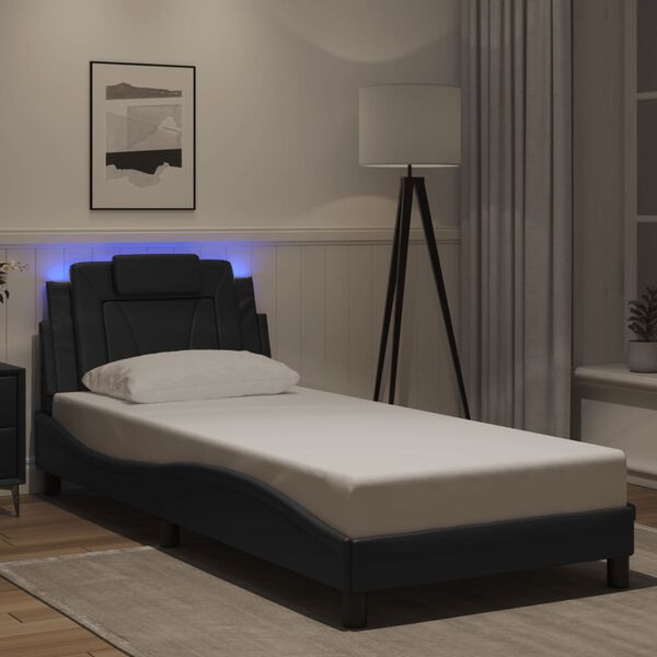 vidaXL Bed Frame "Viana" with LED without Mattress Black 90x200 cm