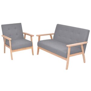 vidaXL Soffgrupp 2 delar tyg ljusgr&aring;