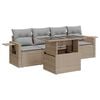 vidaXL Soffgrupp f&ouml;r tr&auml;dg&aring;rden med dynor 5 delar beige konstrotting