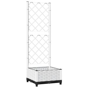 vidaXL Odlingsl&aring;da med spalj&eacute; vit 40x40x121,5 cm PP