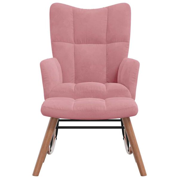 vidaXL Gungstol med fotpall rosa sammet