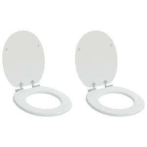 vidaXL Mjukt st&auml;ngande toalettlock 2 st Vit 44 x 38 cm MDF-board