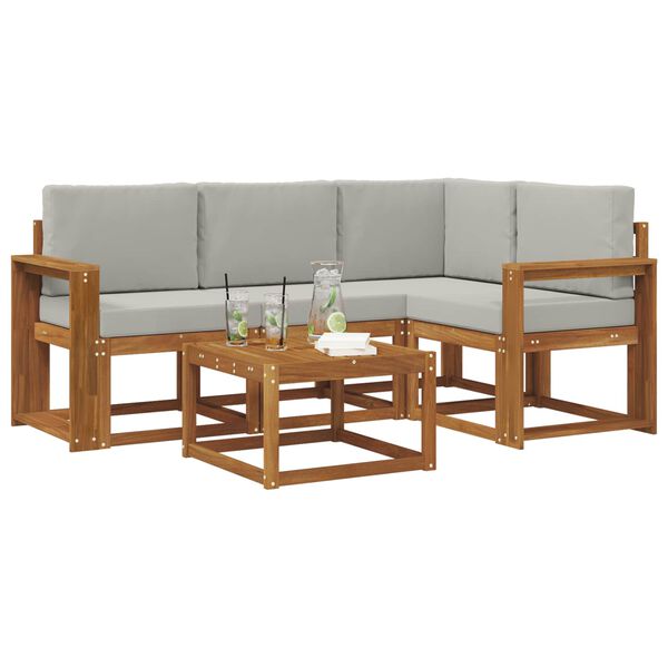 vidaXL Utomhussoffset med kudde 5 pcs Naturlig och Ljus Gr&aring;