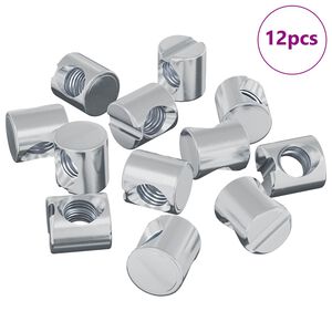 vidaXL F&auml;stdon f&ouml;r tunnor 12 pcs Silver M6 x 12 mm Metall