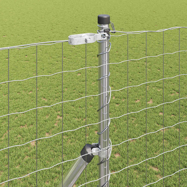 vidaXL St&auml;ngsel med stolpe Silver 1,5 x 10 m St&aring;l och PVC