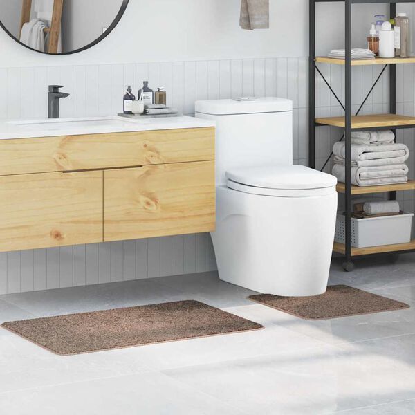 vidaXL Antisklid badmatta set 2 pcs Brun PP