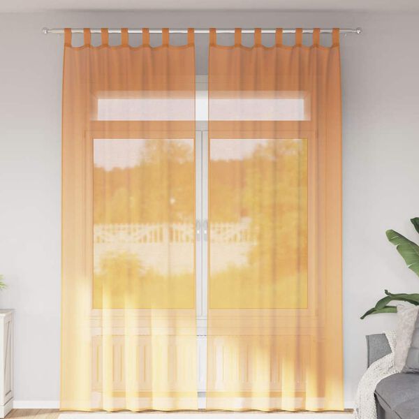 vidaXL Voile gardiner med öglor 2 st orange 140x260 cm
