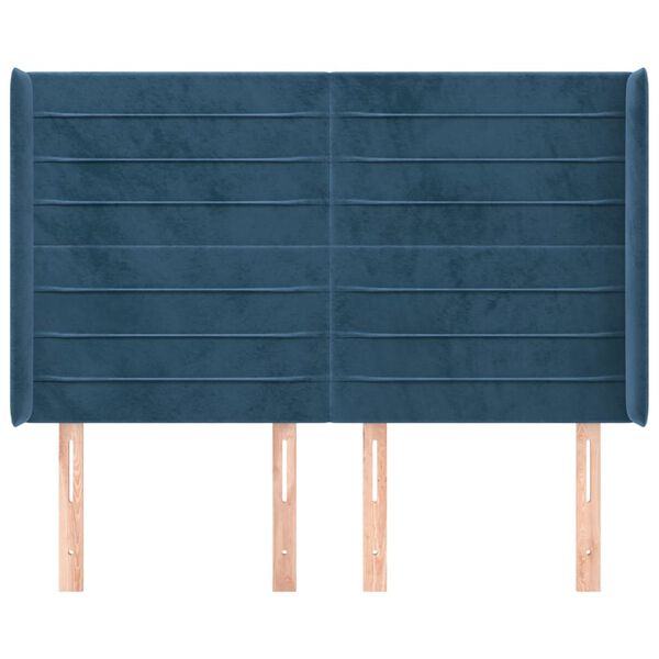 vidaXL S&auml;nggavel med kanter m&ouml;rkbl&aring; 147x16x118/128 cm sammet