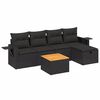 vidaXL Loungegrupp med dynor 6 delar svart konstrotting