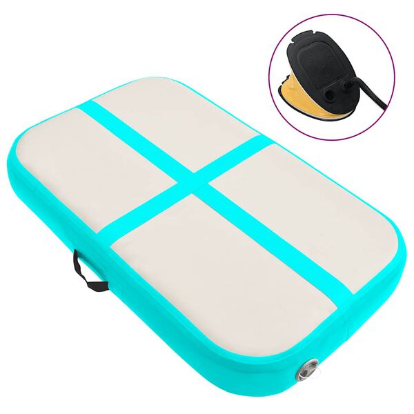 vidaXL Uppbl&aring;sbar gymnastikmatta med pump 60x100x15 cm PVC gr&ouml;n