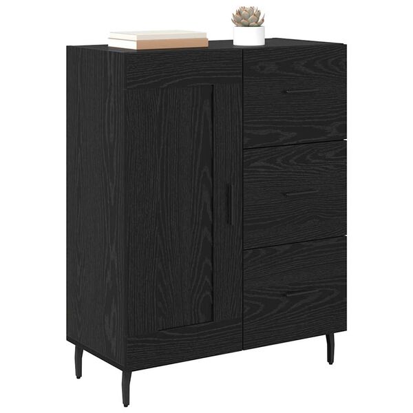 vidaXL Sideboard Svart Ek 69,5 x 34 x 90 cm Konstruerat tr&auml; och j&auml;rn
