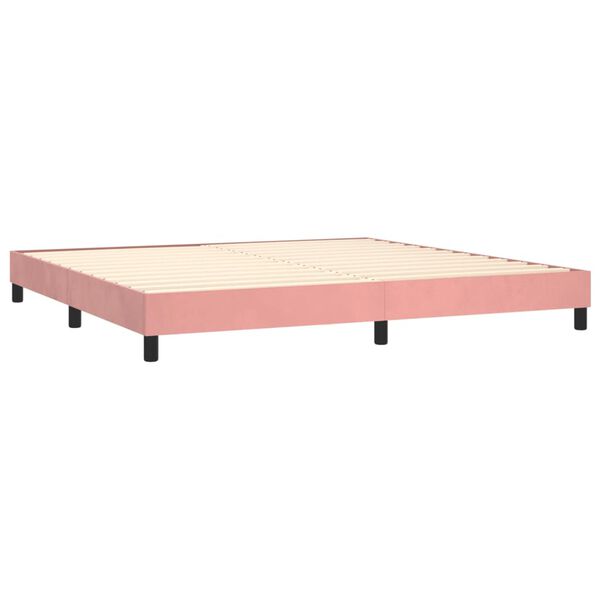 vidaXL Rams&auml;ng med madrass rosa 200x200 cm sammet